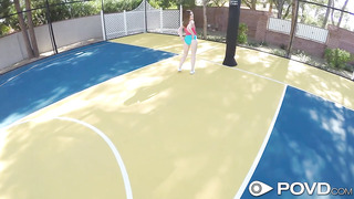 Tiny Teen Can't Play Basketball But Can Take POV Cock