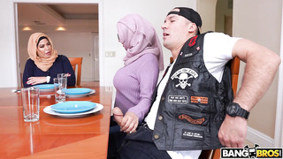 Muslim Hijab Threesome With Busty Sluts