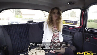 Pervy Curly Haired Teen Beauty Banged In The Taxi