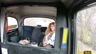 Pervy Curly Haired Teen Beauty Banged In The Taxi