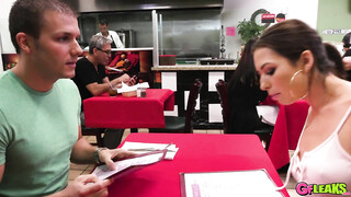 Melissa Moore Gets A Cock Kebab Under The Table At The Local Food Joint