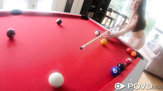 Pool-Girl Knows How To Handle A Big Stick