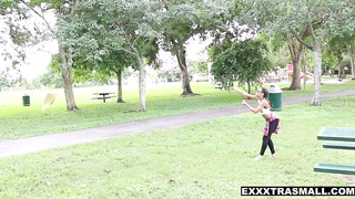 Flexible Ebony Teen Bounces On White Cock