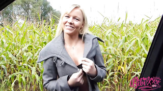 German Super Slut Bibi Teases Her Cunt & Has A Fuck Session Near A Field