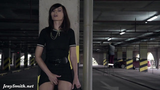 Jeny Smith Exposing Her Perfect Body In A Parking Garage