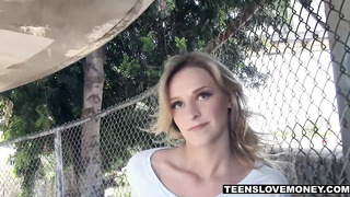 Stranded Blonde Has Outdoor Sex For Money