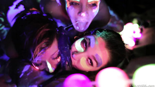 Hot Lesbians Playing With Fluorescent Body Paint