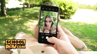 SchoolPOV - Tiffany Tatum Gobbles Your Cock In Outdoor POV Scene On PORNCOMP