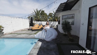 FACIALS4K - Poolside Tease Mickey Violet Gets Double Facial Fucked On PORNCOMP