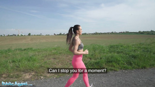 Public Agent - Slim Fit Young Jogger In Tight Pink Lycra Shows Her Big Ass For Quick Money Before Letting Big Cock Inside Her