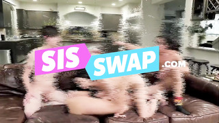 Sis Swap - Marvelous Teen Girlfriends Swap Their Nerdy Looking Stepbros And Swallow Their Cum