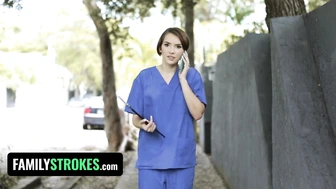 Hot Stepsis In Nurse Uniform Natalie Porkman Covers Stepbro's Shaft In Pussy Juice - FamilyStrokes