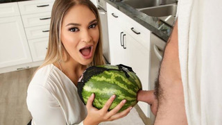 CHERRYPIMPS - Horny Blonde Hawaiian Gizelle Blanco Catches Her Husband Fucking A Watermelon On PORNCOMP