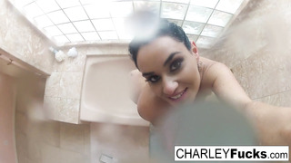 Charley showers off after a good fuck