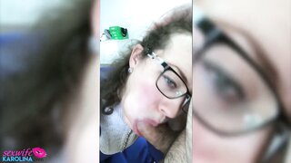 Horny Wife Hard Fuck Huge Dildo and Sloppy Blowjob Dick Husband - Cumshot