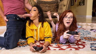 BRAZZERS - Gamer Girl Threesome Action - Starring Jeni Angel & Madi Collins On PORNCOMP