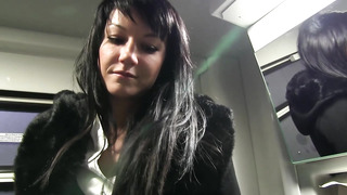 Black-Haired Czech Girl Sucking Cock In A Train