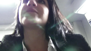 Black-Haired Czech Girl Sucking Cock In A Train